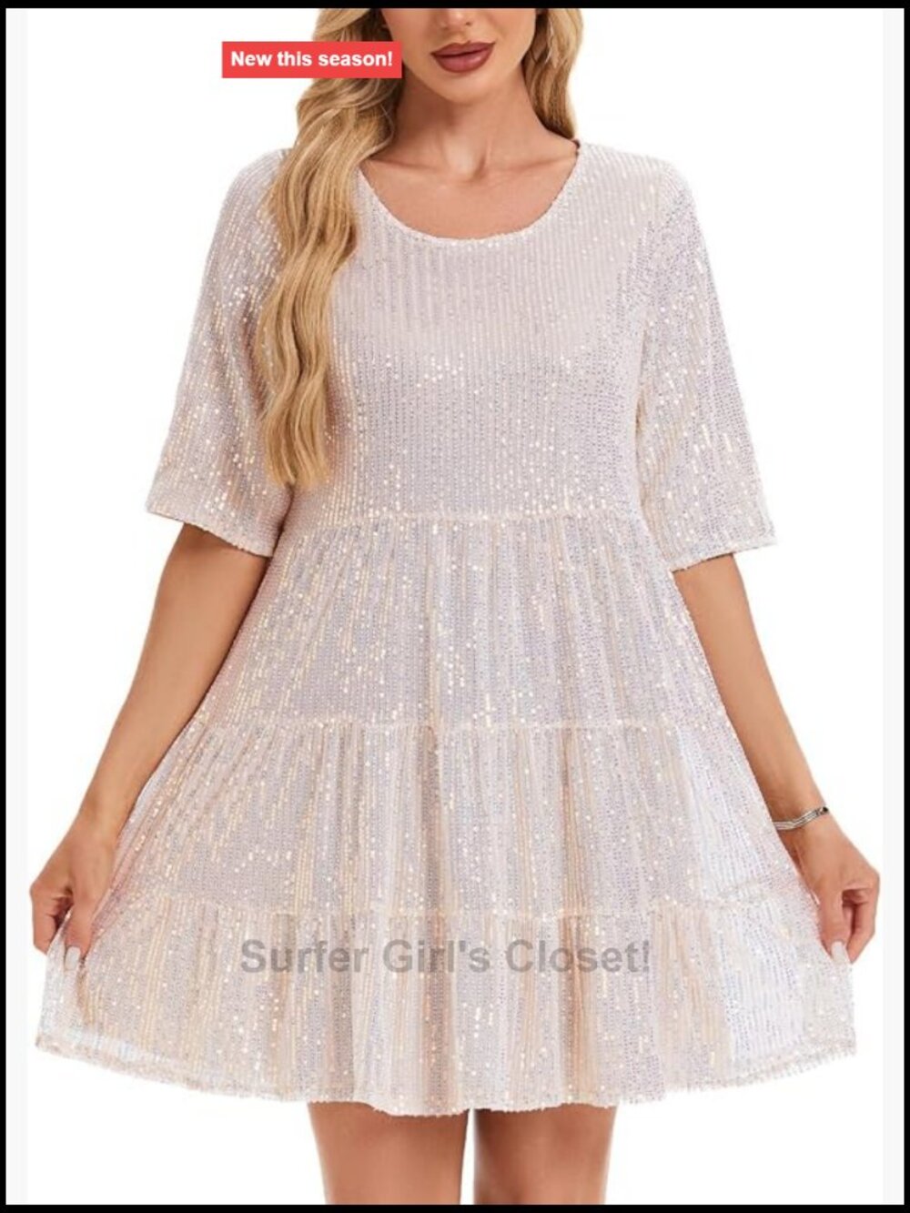 Sequin Sparkly Glitter Mini Dress Short Sleeve Night Out Party